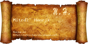 Mitró Henrik névjegykártya